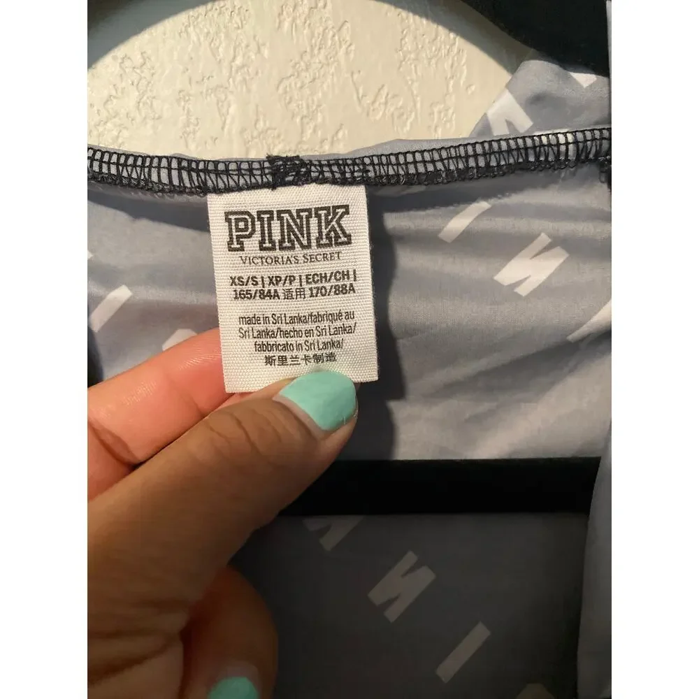 PINK Black Windbreaker with White Logo Size XS - Picture 3 of 6